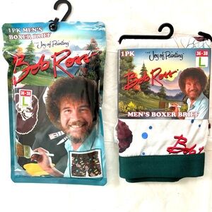 NWT Bob Ross Boxer Briefs 2 Pairs Black blue white SZ L
